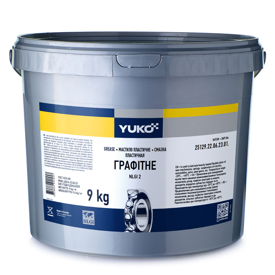 Мастило графітне Yuko NLGI 2 DIN 51502 відро пластикове 9кг